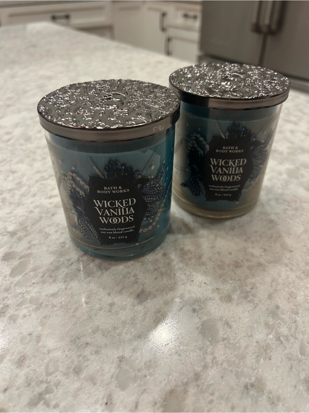 “New” Bath & Body Works Set of 2 Wicked Vanilla Woods Candles  8 oz each